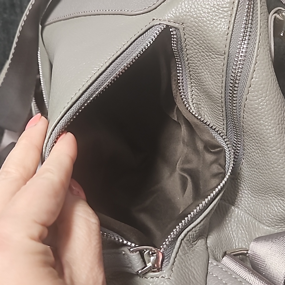Convertible Backpack to Tote Dark Gray Pockets Travel Daily Leatherette - Picture 6 of 12